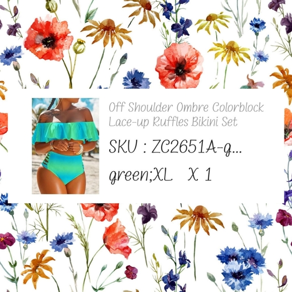 Lace-up Ruffle Bikini Set - Picture 2 of 5